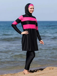 Islamic Women Muslim Swimwear Burkini Hooded Hijab Swimsuit Modest Swim Surf Wear Sport Full Suit for Swimming 3 Piece sets 2020