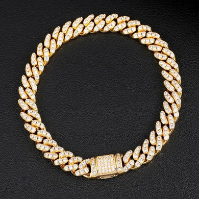  8mm Miami Cuban Link Wedding Dinner Bracelet Bling Charm Men's Hip Hop Chain Women Jewelry
