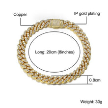 Load image into Gallery viewer,  8mm Miami Cuban Link Wedding Dinner Bracelet Bling Charm Men&#39;s Hip Hop Chain Women Jewelry