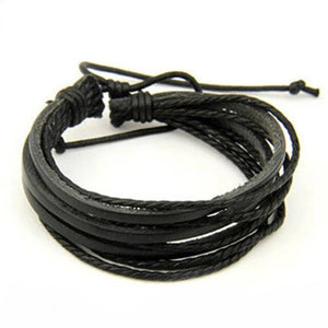 (US Fast Ship) Hot Sale Men's Fashion Bracelets Five Wax Ropes Handmade Leather Brown Bracelet
