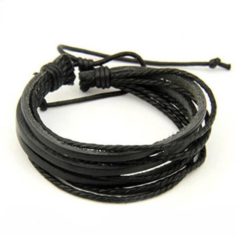 (US Fast Ship) Hot Sale Men's Fashion Bracelets Five Wax Ropes Handmade Leather Brown Bracelet