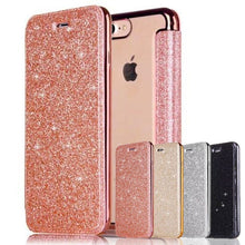 Load image into Gallery viewer, Luxury Glitter Leather Flip Wallet Case For iPhone 12 11 Pro XS Max XR X 7 8 Plus 6s Plus 5 5S SE2020 Clear Bling Back TPU Case