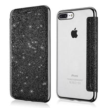 Load image into Gallery viewer, Luxury Glitter Leather Flip Wallet Case For iPhone 12 11 Pro XS Max XR X 7 8 Plus 6s Plus 5 5S SE2020 Clear Bling Back TPU Case