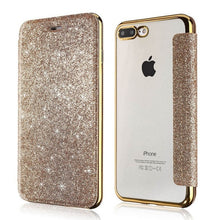 Load image into Gallery viewer, Luxury Glitter Leather Flip Wallet Case For iPhone 12 11 Pro XS Max XR X 7 8 Plus 6s Plus 5 5S SE2020 Clear Bling Back TPU Case
