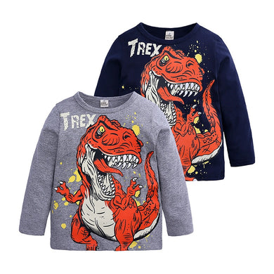 Boy T-Shirts Long Short Sleeve For Children Baby Casual Cartoon Dinosaur Brand Fashion Kids Tops & Tees