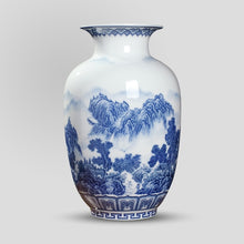 Load image into Gallery viewer, Classic Chinese Blue and White Ceramic Vase Antique Tabletop Porcelain Flower Vase for Decoration