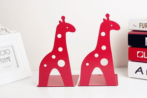 New 2 Pcs/Set Cute Giraffe and Elephant Book Stand Cartoon Metal Bookend Reading Book Holder Shelf