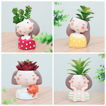 Load image into Gallery viewer, 1 Pcs Wholesale Flowerpot Plant Pot Cute Girl Flower Planter Home Garden Mini Bonsai Cactus Wedding Birthday Gift