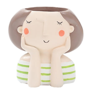 1 Pcs Wholesale Flowerpot Plant Pot Cute Girl Flower Planter Home Garden Mini Bonsai Cactus Wedding Birthday Gift