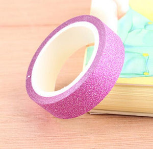 5M DIY Self-adhesive Silver Golden Glitter Washi Paper Tape Sticker Scrapbooking Wedding Birthday Party Home Decoration