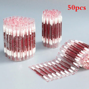 50pcs Medical Multifunction Disinfected Stick Make Up Wood Iodine Disposable Medical Double- Cotton Swab Portable Bar