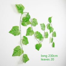 Load image into Gallery viewer, 230cm green silk artificial Hanging ivy leaf plants vines leaves 1Pcs diy For Home Bathroom Decoration Garden Party Decor
