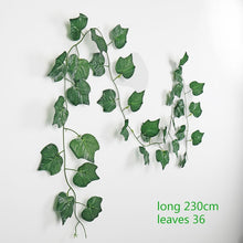 Load image into Gallery viewer, 230cm green silk artificial Hanging ivy leaf plants vines leaves 1Pcs diy For Home Bathroom Decoration Garden Party Decor