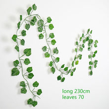 Load image into Gallery viewer, 230cm green silk artificial Hanging ivy leaf plants vines leaves 1Pcs diy For Home Bathroom Decoration Garden Party Decor