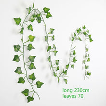 Load image into Gallery viewer, 230cm green silk artificial Hanging ivy leaf plants vines leaves 1Pcs diy For Home Bathroom Decoration Garden Party Decor