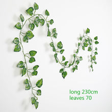 Load image into Gallery viewer, 230cm green silk artificial Hanging ivy leaf plants vines leaves 1Pcs diy For Home Bathroom Decoration Garden Party Decor