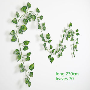 230cm green silk artificial Hanging ivy leaf plants vines leaves 1Pcs diy For Home Bathroom Decoration Garden Party Decor