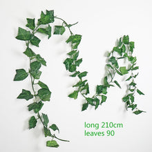 Load image into Gallery viewer, 230cm green silk artificial Hanging ivy leaf plants vines leaves 1Pcs diy For Home Bathroom Decoration Garden Party Decor