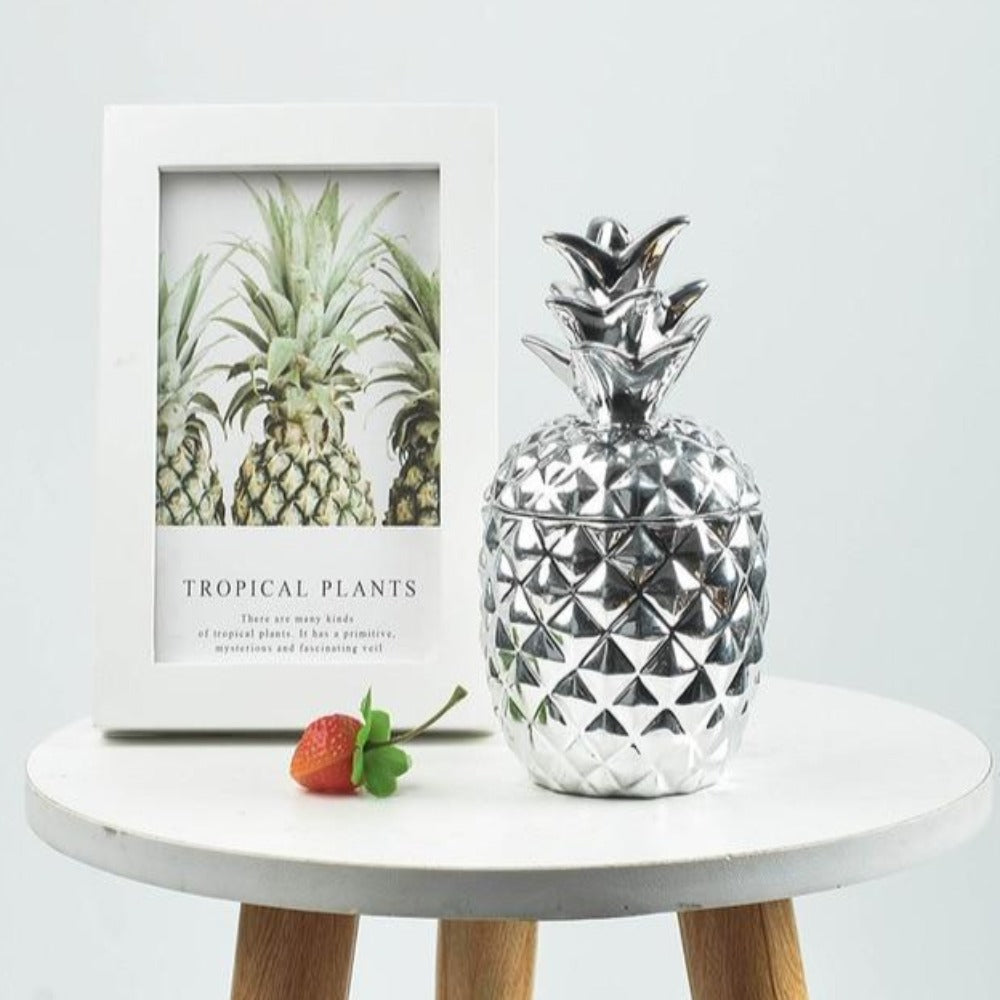 Ceramic Pineapple Storage Tank Candle Container Sugar Jar Piggy Bank Seal Pot with Dustproof Cover Home Decor Gift
