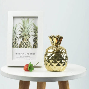 Ceramic Pineapple Storage Tank Candle Container Sugar Jar Piggy Bank Seal Pot with Dustproof Cover Home Decor Gift