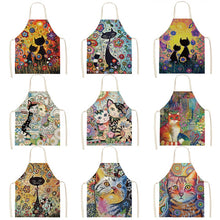 Load image into Gallery viewer, Flower Kitchen Cooking Apron Cute Cat Printed Home Sleeveless Cotton Linen Aprons for Men Women Baking Accessories