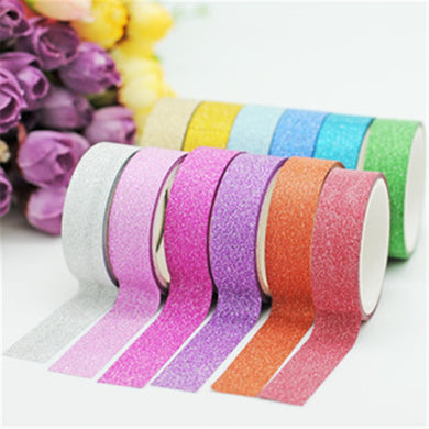 REM 5M DIY Self-adhesive Glitter Washi Paper Scrapbooking Tape Stickers Wedding Birthday Festival Decorations Craft Paper