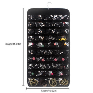 80 Pockets Double Sided Hanging Jewelry Display Organizer Storage Bag