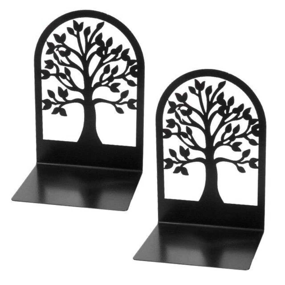 (US) 1 Pair Tree of Life Metal Bookend Non-Slip Book Stopper for Office Home Decoration