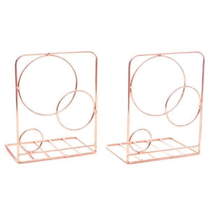 2pcs Round Circle Metal Desktop Bookends Book Ends Support Stand Holder Shelf Bookrack Organizer School Office Supplies