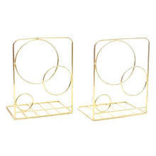 Load image into Gallery viewer, 2pcs Round Circle Metal Desktop Bookends Book Ends Support Stand Holder Shelf Bookrack Organizer School Office Supplies