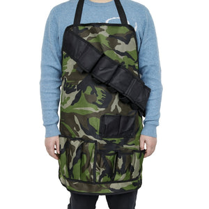 Waterproof Camouflage Apron Multifunction BBQ Grill Condiment Holder Multi-pockets