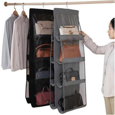 6/8 Pocket Hanging Handbag Organizer for Wardrobe Closet Transparent Storage Bag