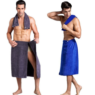 2 piece Set Man Wearable Microfiber Bath Towel With Pocket Soft Wrap Skirt Towel