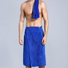 Load image into Gallery viewer, 2 piece Set Man Wearable Microfiber Bath Towel With Pocket Soft Wrap Skirt Towel
