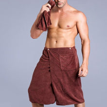 Load image into Gallery viewer, 2 piece Set Man Wearable Microfiber Bath Towel With Pocket Soft Wrap Skirt Towel