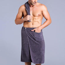 Load image into Gallery viewer, 2 piece Set Man Wearable Microfiber Bath Towel With Pocket Soft Wrap Skirt Towel