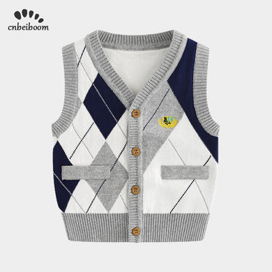 Children's warm vest cotton boys vest 2021 new spring winter vest shoulder knit cardigan baby sweater Waistcoats fashion clothes