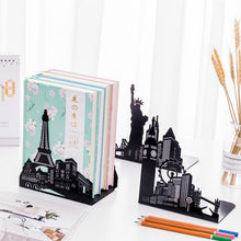 Load image into Gallery viewer, 1 Pair of Famous Scenic Spots Style Metal Iron Desk Art Bookend Non-skid Art Bookends Bookrack Book Ends Shelf Rack sujetalibros
