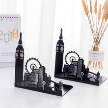 Load image into Gallery viewer, 1 Pair of Famous Scenic Spots Style Metal Iron Desk Art Bookend Non-skid Art Bookends Bookrack Book Ends Shelf Rack sujetalibros