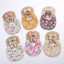 Load image into Gallery viewer, 3Pcs Baby Headband Tassel Saliva Towel Floral Print Newborn Double Side Bibs Boys Girls Bandana Burp Cloths Feeding Smock Stuff