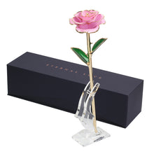 Load image into Gallery viewer, 24k Gold Dipped Rose Flower Artificial Flowers Eternal Rose with Stand Forever Love In Box Birthday Gift for Girls