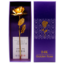 Load image into Gallery viewer, 24k Gold Dipped Rose Flower Artificial Flowers Eternal Rose with Stand Forever Love In Box Birthday Gift for Girls