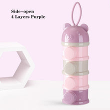 Load image into Gallery viewer, 3 Or 4-layers Bear Style Portable Baby Food Storage Box Essential Cereal Cartoon Infant Milk Powder Box Toddle Snacks Container