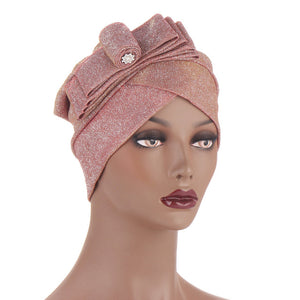 2020 Fashion bow-tie women&#39;s turban caps stretchy female headwrap bonnet cancer headwear muslim turban hijabs islamic headscarf