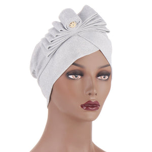 2020 Fashion bow-tie women&#39;s turban caps stretchy female headwrap bonnet cancer headwear muslim turban hijabs islamic headscarf