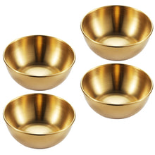 Load image into Gallery viewer, 4pcs Golden Sauce Dish Appetizer Serving Tray Stainless Steel Sauce Dishes Spice Plates Kitchen Supplies Plates Spice Dish Plate