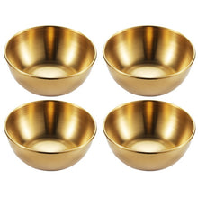 Load image into Gallery viewer, 4pcs Golden Sauce Dish Appetizer Serving Tray Stainless Steel Sauce Dishes Spice Plates Kitchen Supplies Plates Spice Dish Plate