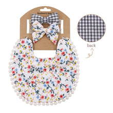 Load image into Gallery viewer, 3Pcs Baby Headband Tassel Saliva Towel Floral Print Newborn Double Side Bibs Boys Girls Bandana Burp Cloths Feeding Smock Stuff