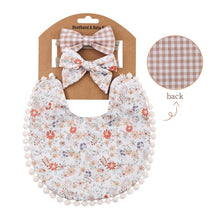 Load image into Gallery viewer, 3Pcs Baby Headband Tassel Saliva Towel Floral Print Newborn Double Side Bibs Boys Girls Bandana Burp Cloths Feeding Smock Stuff