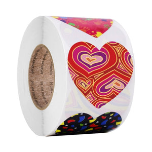 50-500pcs Red Heart Shape Labels Valentine&#39;s Day Paper Packaging Sticker Candy Dragee Bag Gift Box Packing Bag Wedding